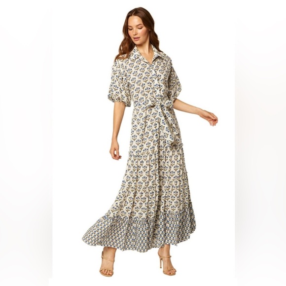 Misa Los Angeles Dresses & Skirts - Misa Los Angeles Daniela Floral Maxi Puff Sleeves Button Front S Cottagecore
